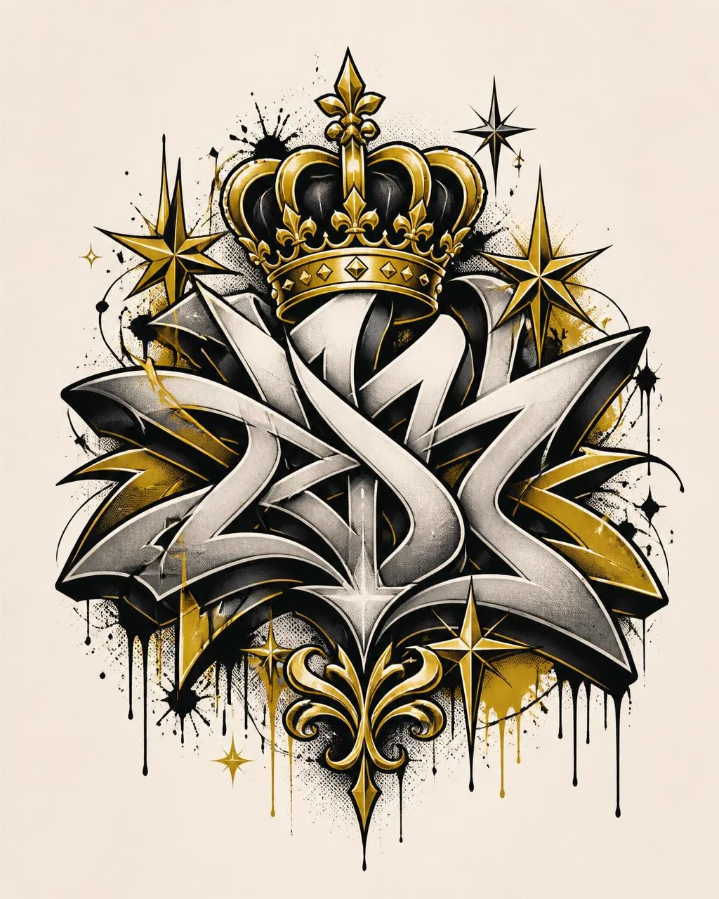 Graffiti / flash de cartier tattoo sketch on paper